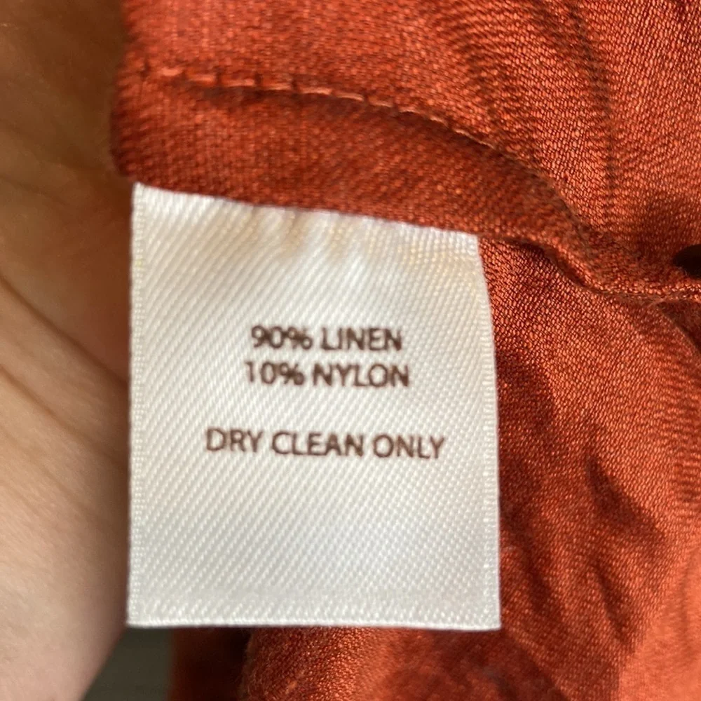 Tesori Linen Tunic Button Up Top Orange Shimmer S Old Money Resortwear Lagenlook - Picture 4 of 12